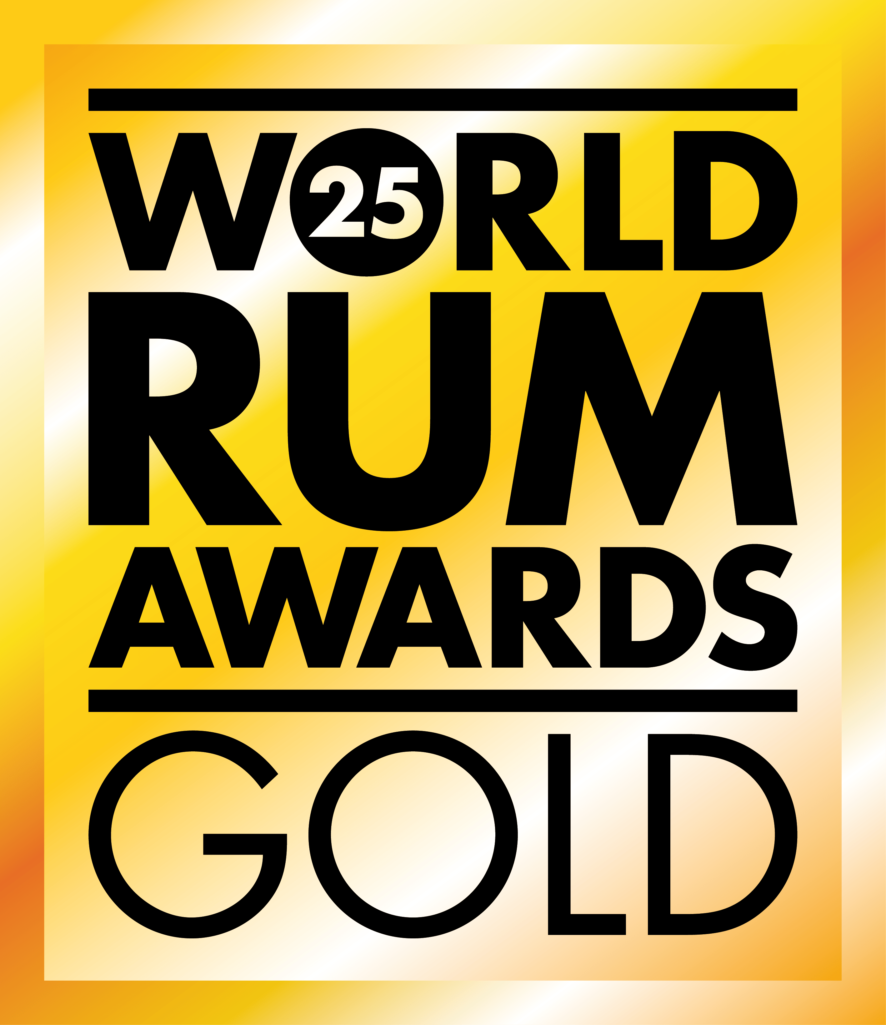 World Rum Awards Gold logo with black text on a yellow background